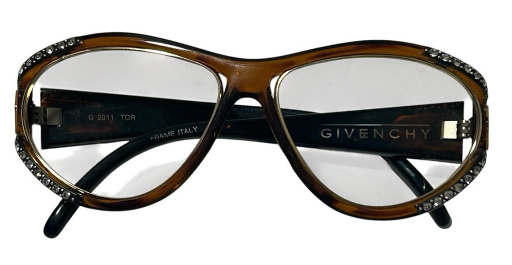 Sunglass Givenchy Eyeglass Frame Plastic Italy Bejeweled Stones Tortoise Stylish